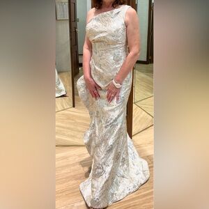 XScape size 8 Silver Floral Gown Mother of the Bride Dress